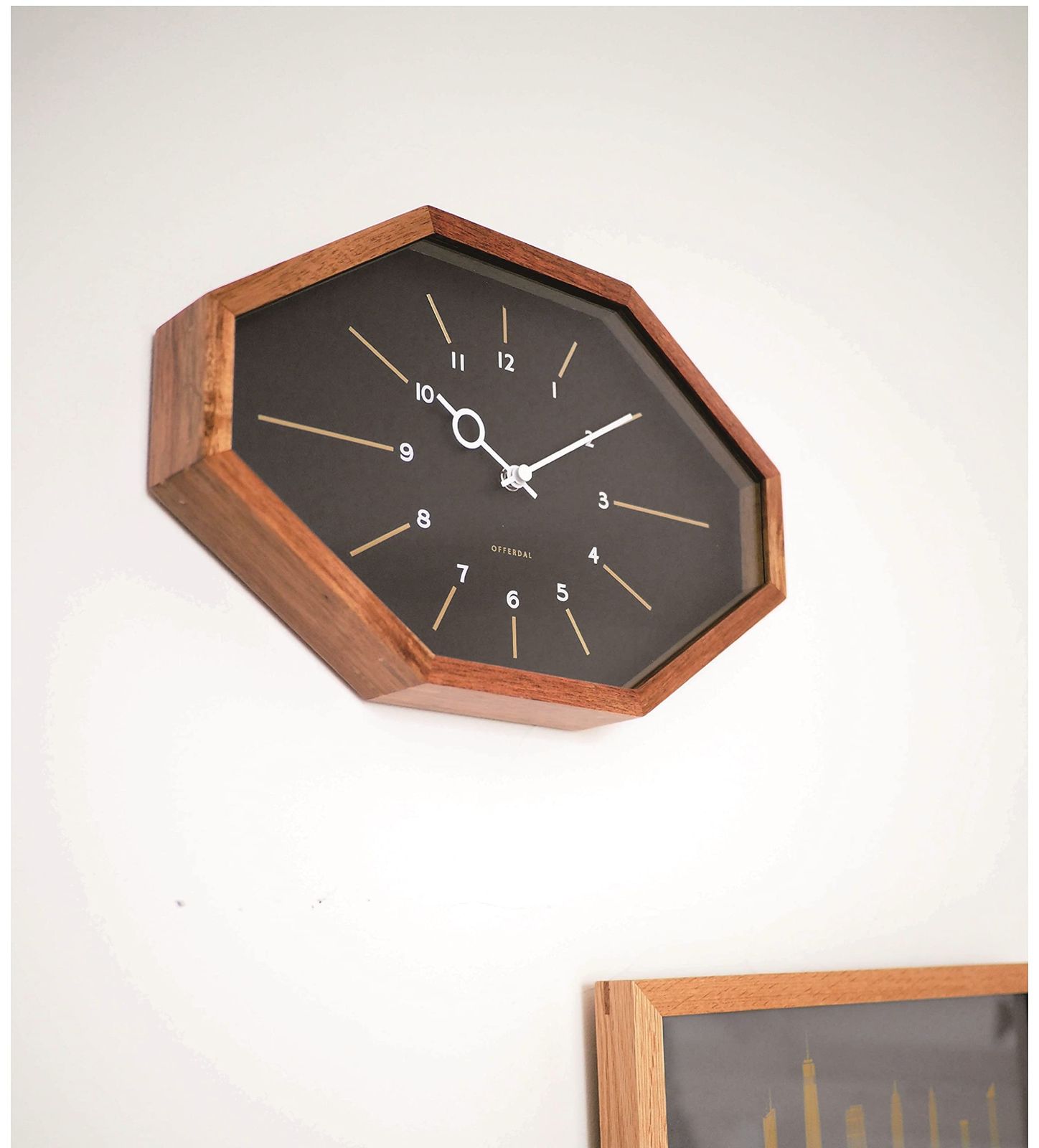 インターフォルム 掛け時計 電波時計 ベルモンテ CL-3024WH ホワイト ゴールド 木 幅33×高さ21.5×奥行4.5