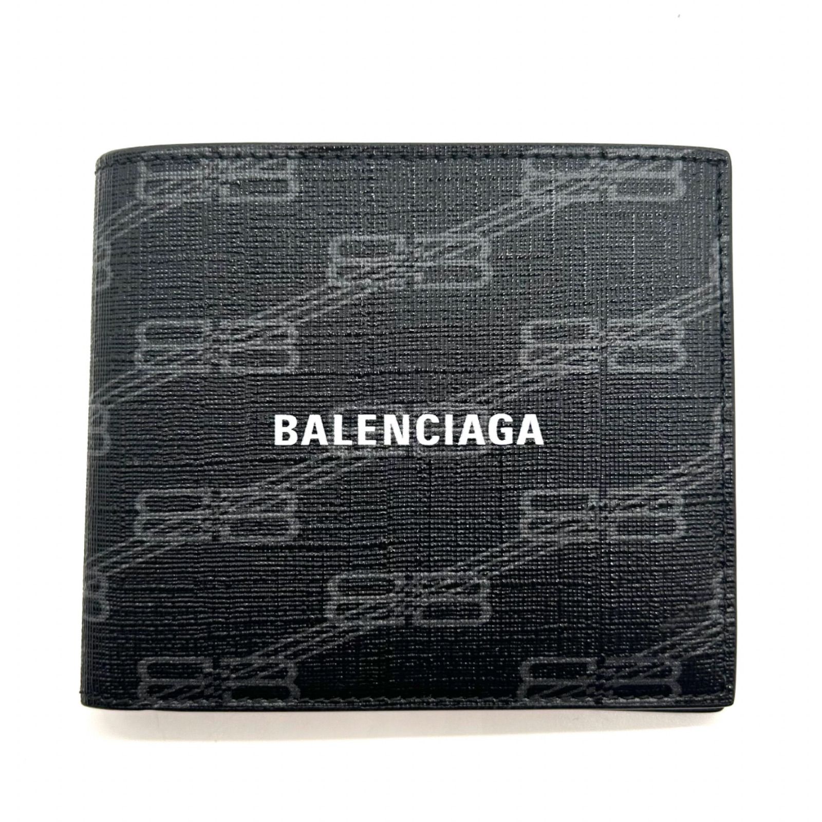BALENCIAGA バレンシアガ 二つ折り財布 財布 ロゴ 札入れ カードケース 594549 レザー メンズ レディース ユニセックス ホワイト 黒 白 black white wallet lether