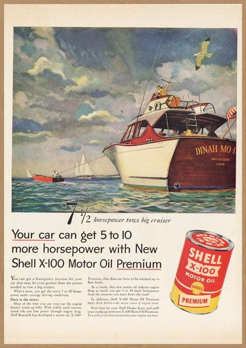 SHELL OIL 複製広告 ミニポスター B5額縁付き ◆ シェル 燃料 オイル ボート FB5-347