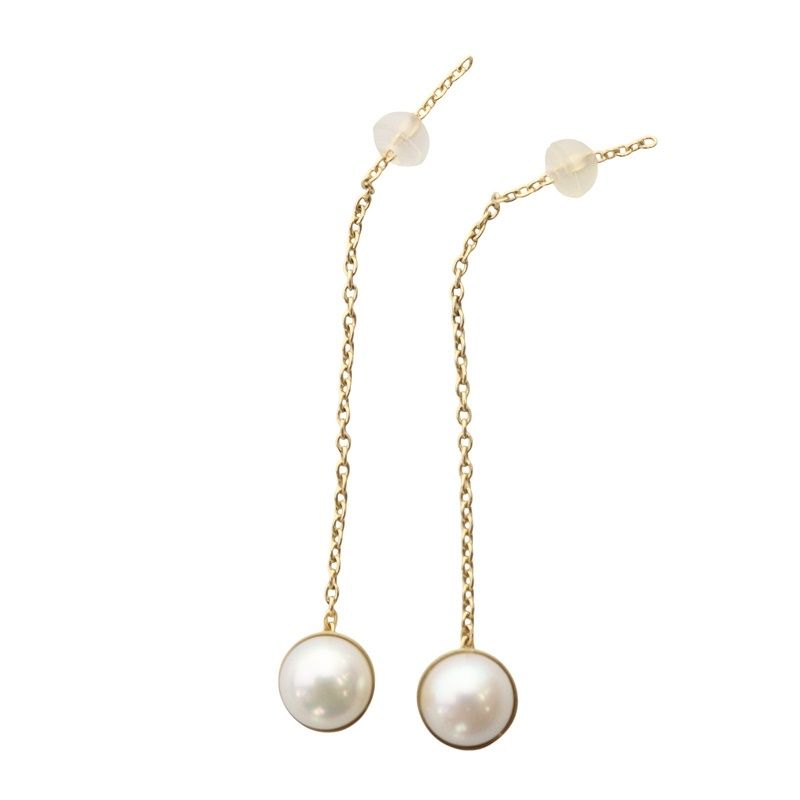 シハラ SHIHARA Half Pearl Chain Earring 45° ピアス 2点ペア