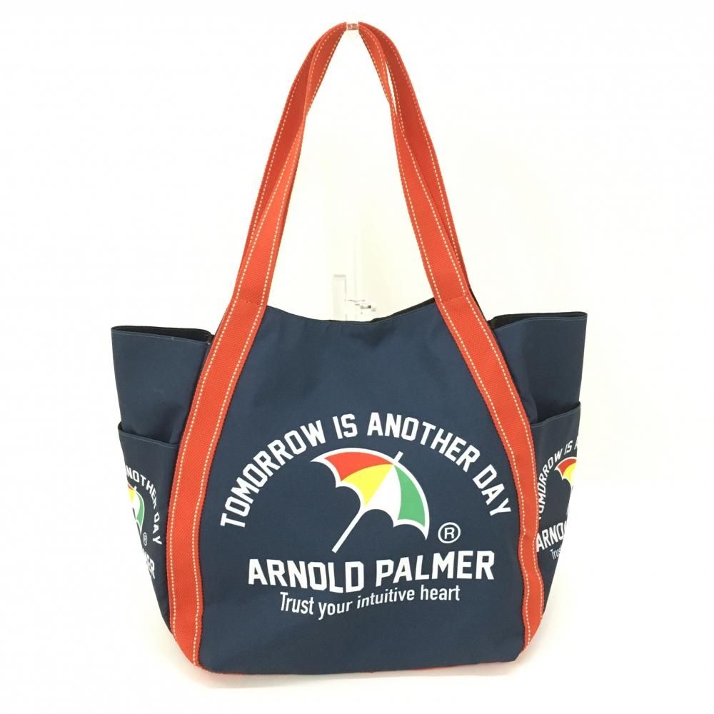アーノルドパーマー キャディバッグ ゴルフバッグ ロゴ入り ネイビー 中古品 アーノルドパーマー キャディバッグ ゴルフバッグ ロゴ入り