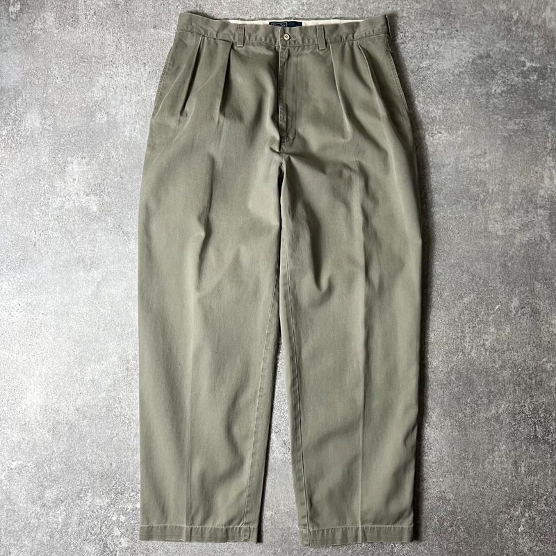 90s POLO RALPH LAUREN 2タック コットン チノ パンツ 34 29 / 90年代