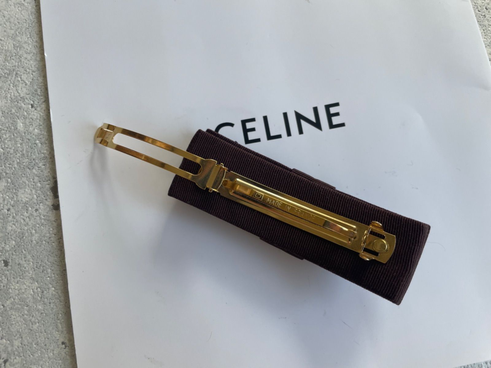 CELINE サークルロゴ バレッタ ブラウン セリーヌ celine vintage 