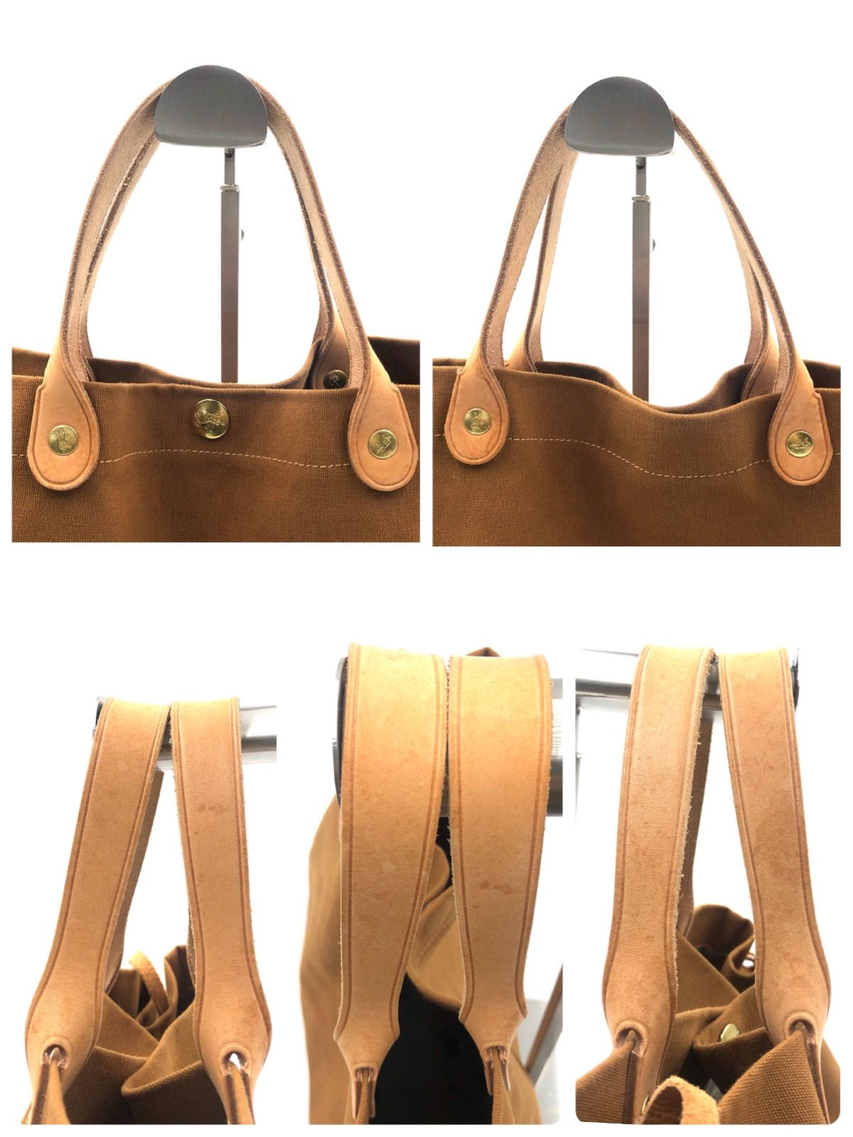 □極美品□IL BISONTE イルビゾンテ トートバッグ キャンバス×レザー 