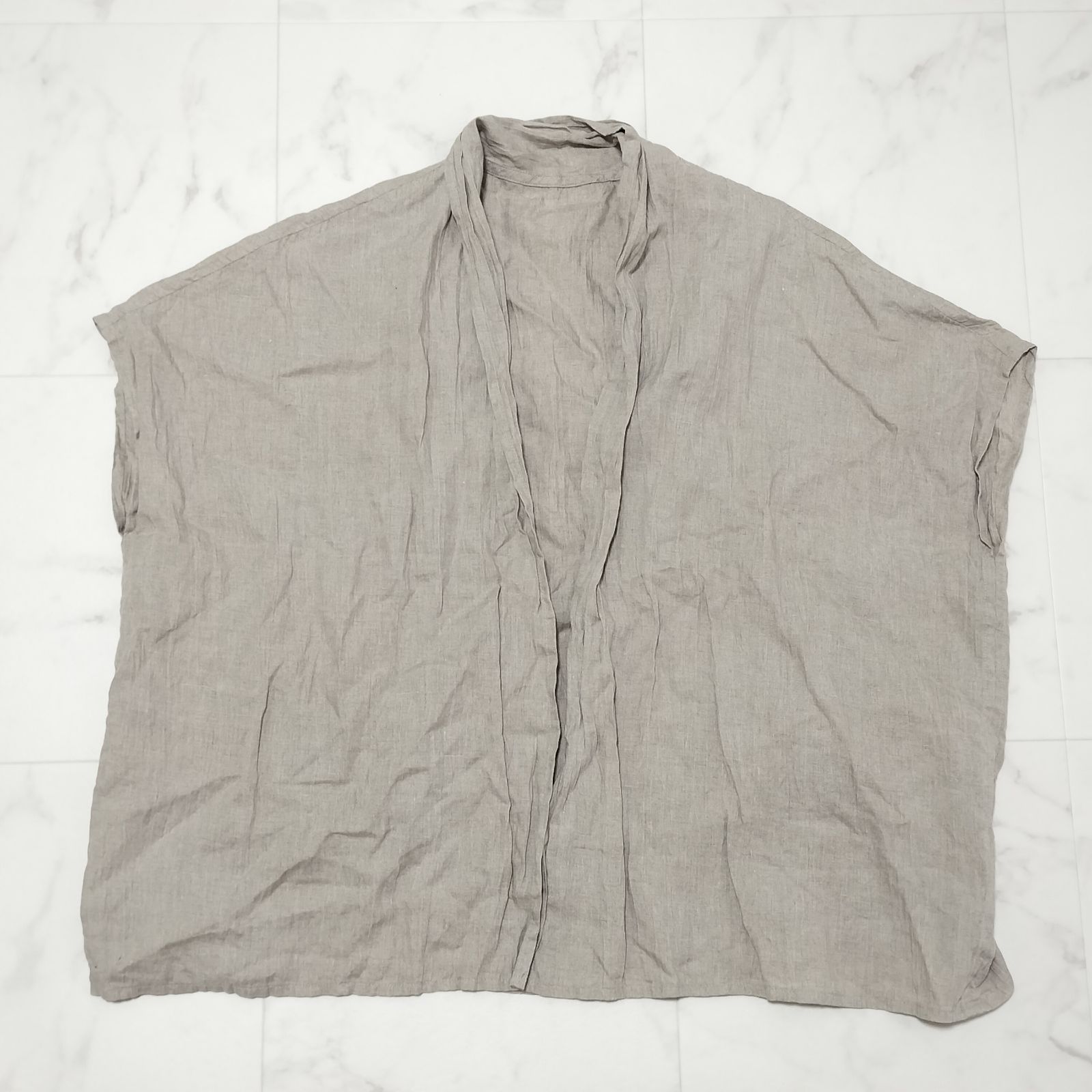 中川政七商店 麻 麻の皺 羽織りブラウス ベージュ系