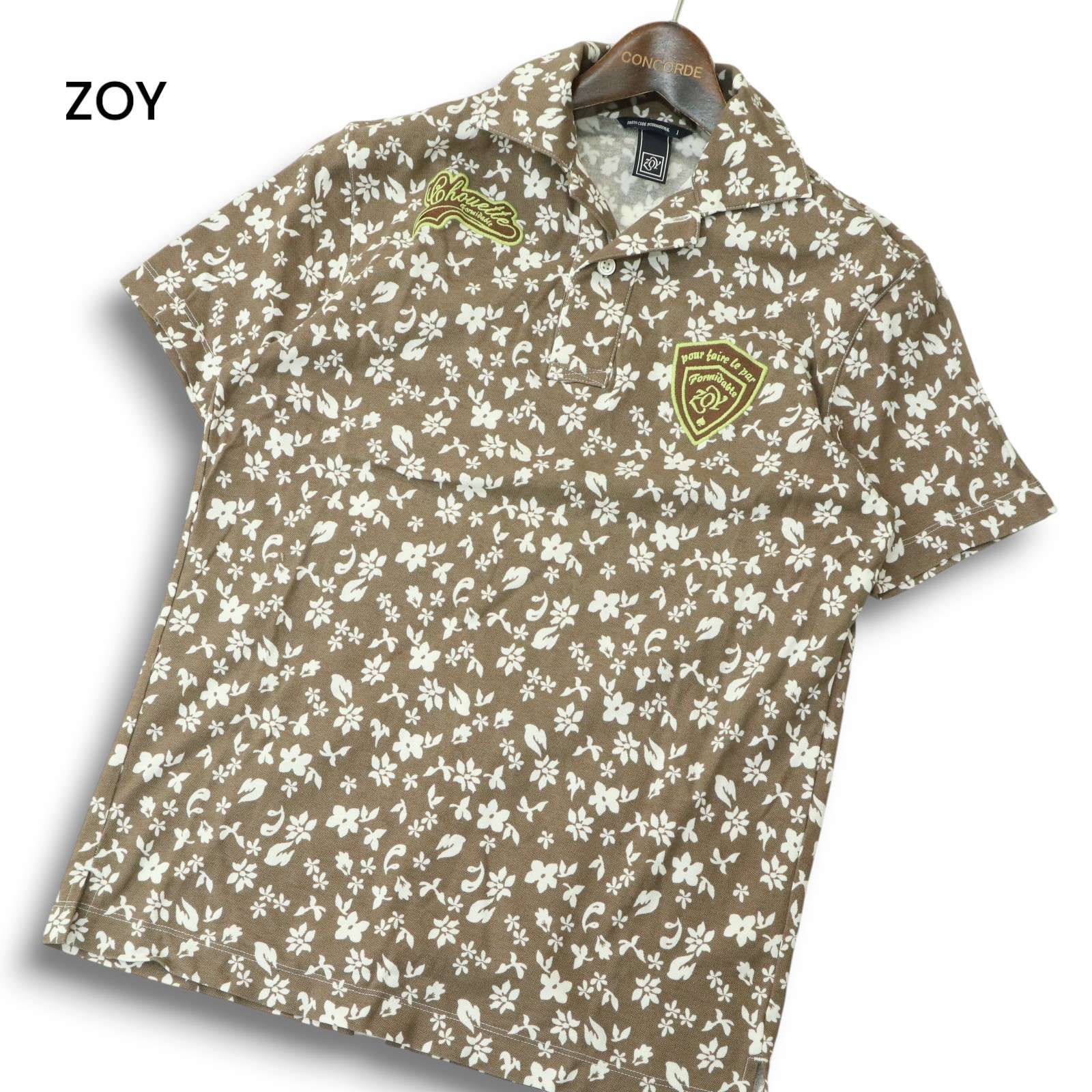 ZOY ゾーイ ゴルフ 春夏 ロゴ刺繍☆ 花柄 フラワー 総柄 半袖