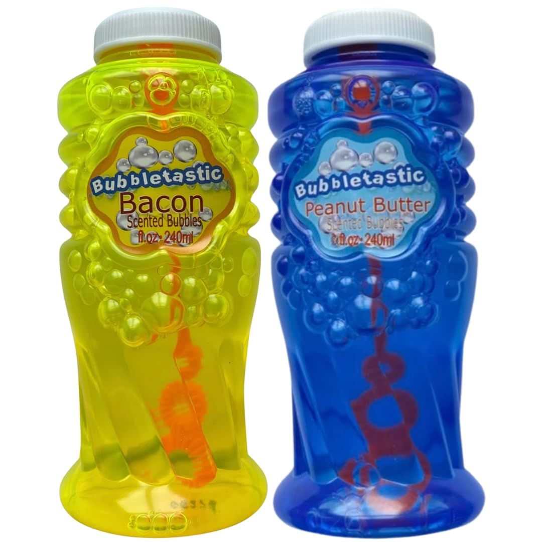 ベーコンとピーナッツバターの香り付きシャボン玉 犬用 - 各8オンスボトル1本! 100%非毒性、破れにくく、犬と子供に安全