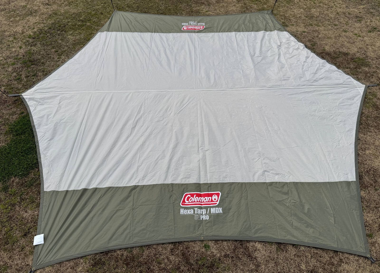 未使用　Coleman Hexa Tarp MDX (オリーブ／サンド) Coleman Hexa Tarp MDX (オリーブ／サンド) ポール付き
