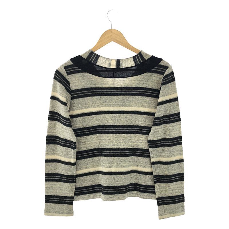 tricot COMME des GARCONS / トリココムデギャルソン | AD1998 | ウール Vネックボーダーニット | グレー/アイボリー/ブラック | レディース tricot COMME des GARCONS / トリココムデギャルソン | AD1998