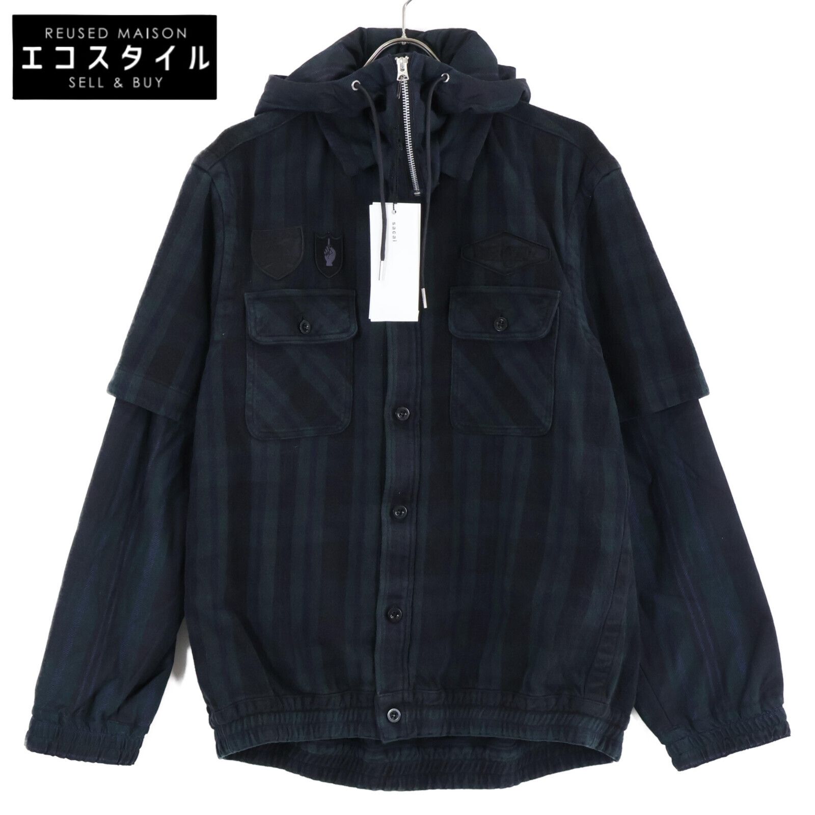sacai Gonz Multi Patch Plaid Hoodie