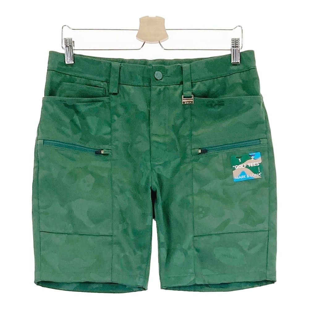 サイズ 46 MARK-LONA マークアンドロナ 2025年モデル ストレッチ ハーフパンツ カモフラ スカル 総柄 グリーン系 240101541273 ゴルフウェア メンズ ストスト