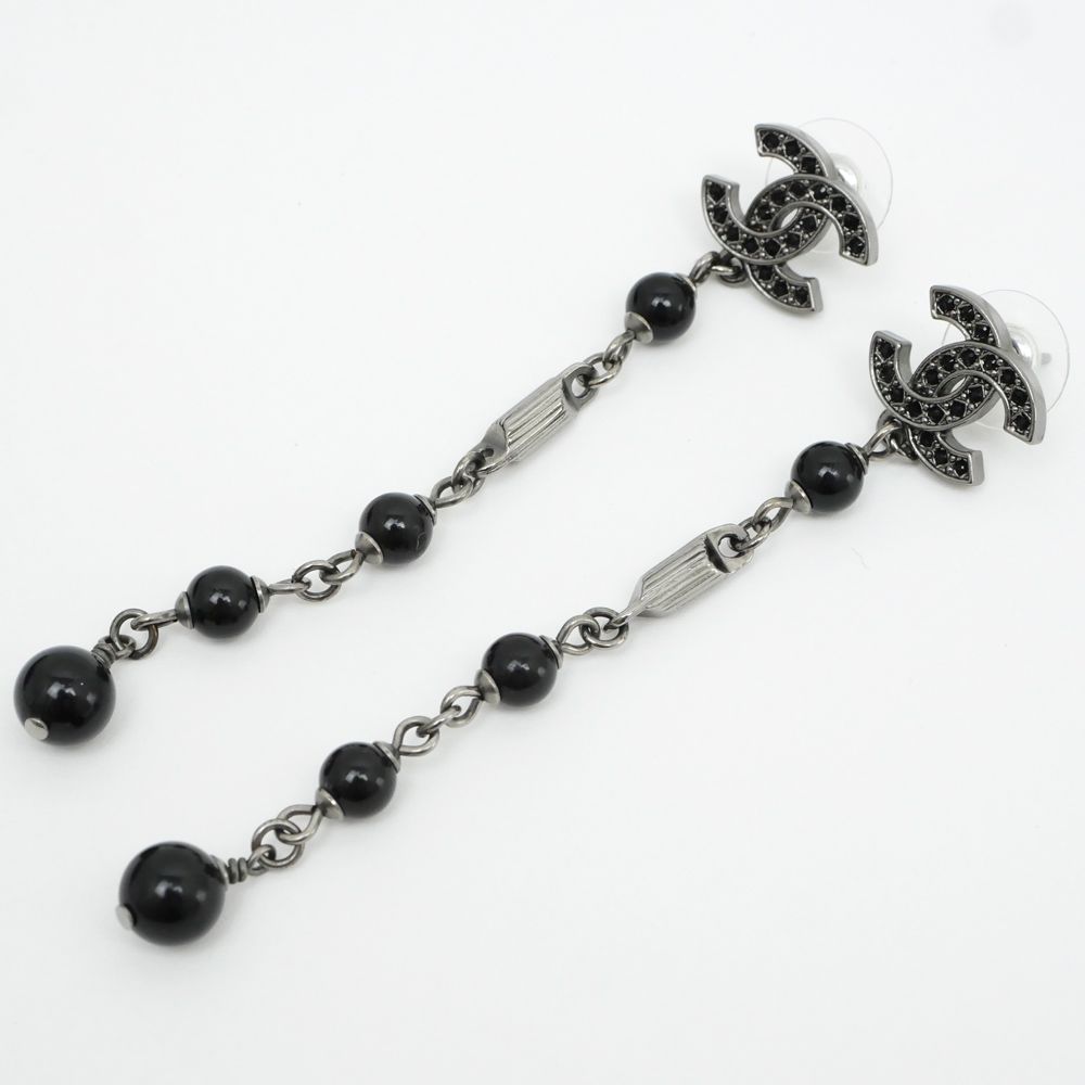 CHANEL シャネル ピアス ラインストーンココマーク ブラック系 CHANEL(シャネル) Rhinestone Coco Mark Pierced Earrings
