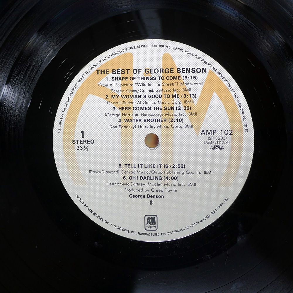 国内盤 ジョージベンソン/THE BEST OF GEORGE BENSON/A&M AMP102