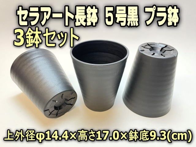 セラアート長鉢5号黒プラ鉢(陶器風ロング深鉢タイプ)：3鉢セット＠フラワーショップ江口 メルカリ