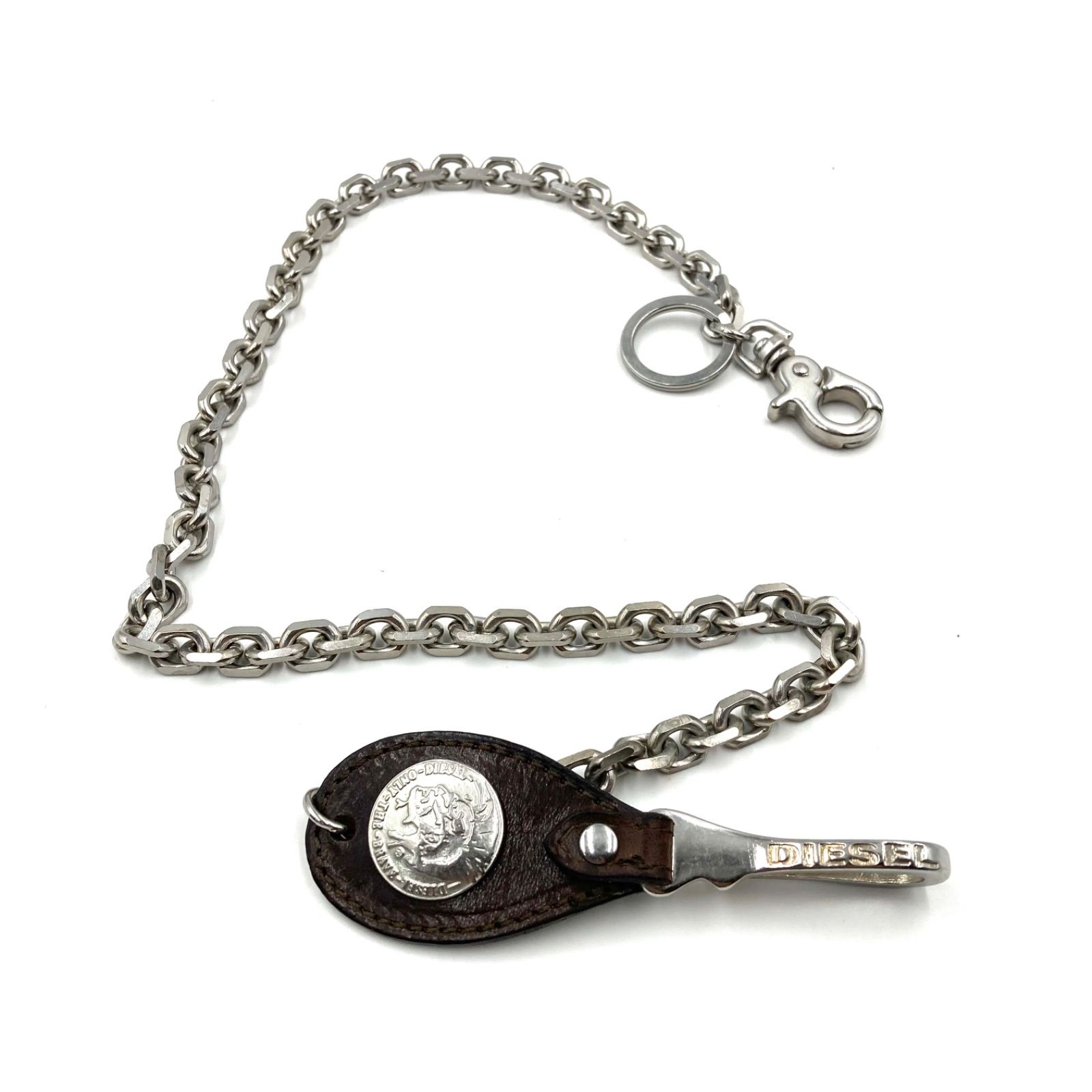 □美品□DIESEL ディーゼル ロゴコンチョ付きウォレットチェーン