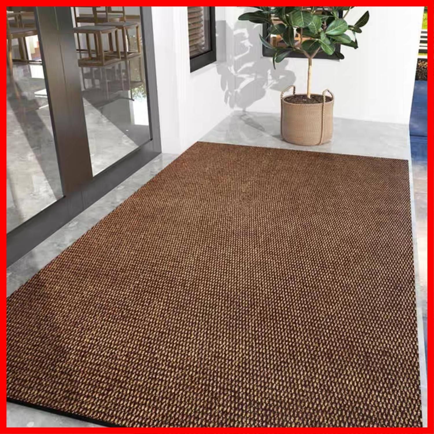【新着商品】マット 大判 無地 シンプル 業務用 滑り止め 泥落とし 室内 キッチンマット屋外 足ふきマット（ブラウン60*240） 玄関マット