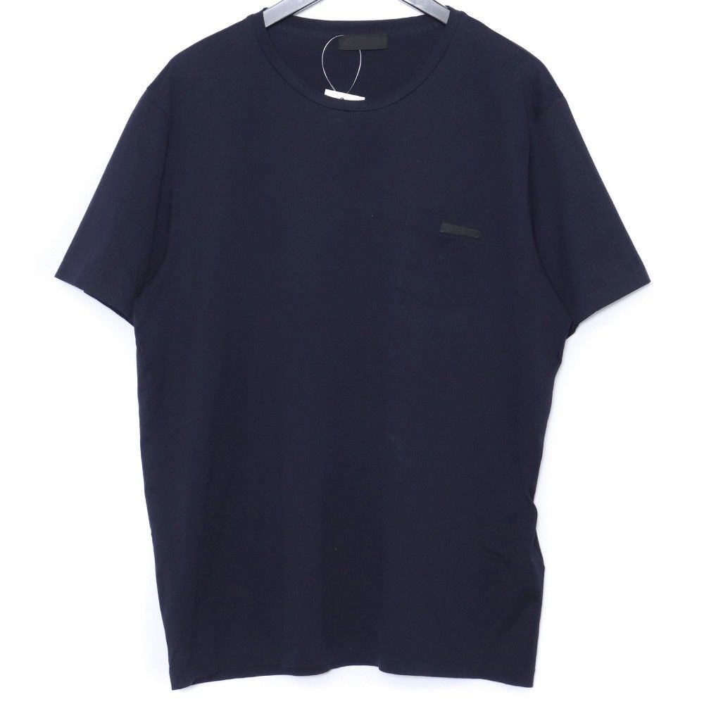 PRADA ネイビー Tシャツ フロントポケット付き 中古・古着通販】PRADA (プラダ) ラバーロゴ ポケット Tシャツ