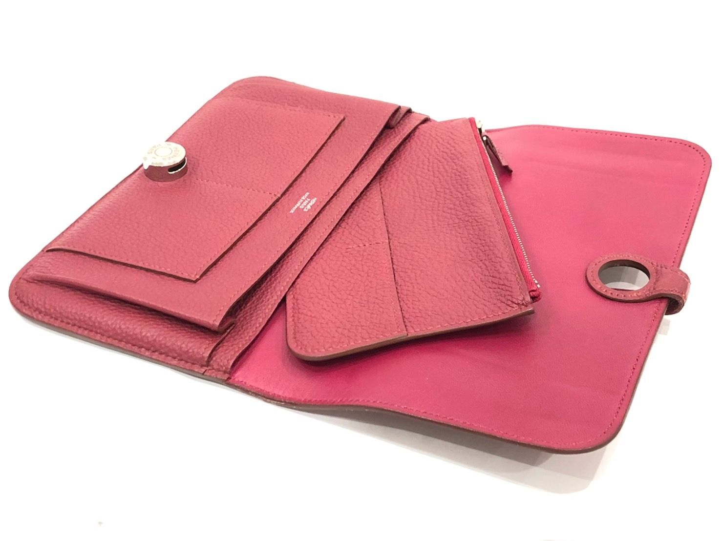HERMES エルメス ドゴンGM 長財布 小銭入れあり トゴ ルージュ