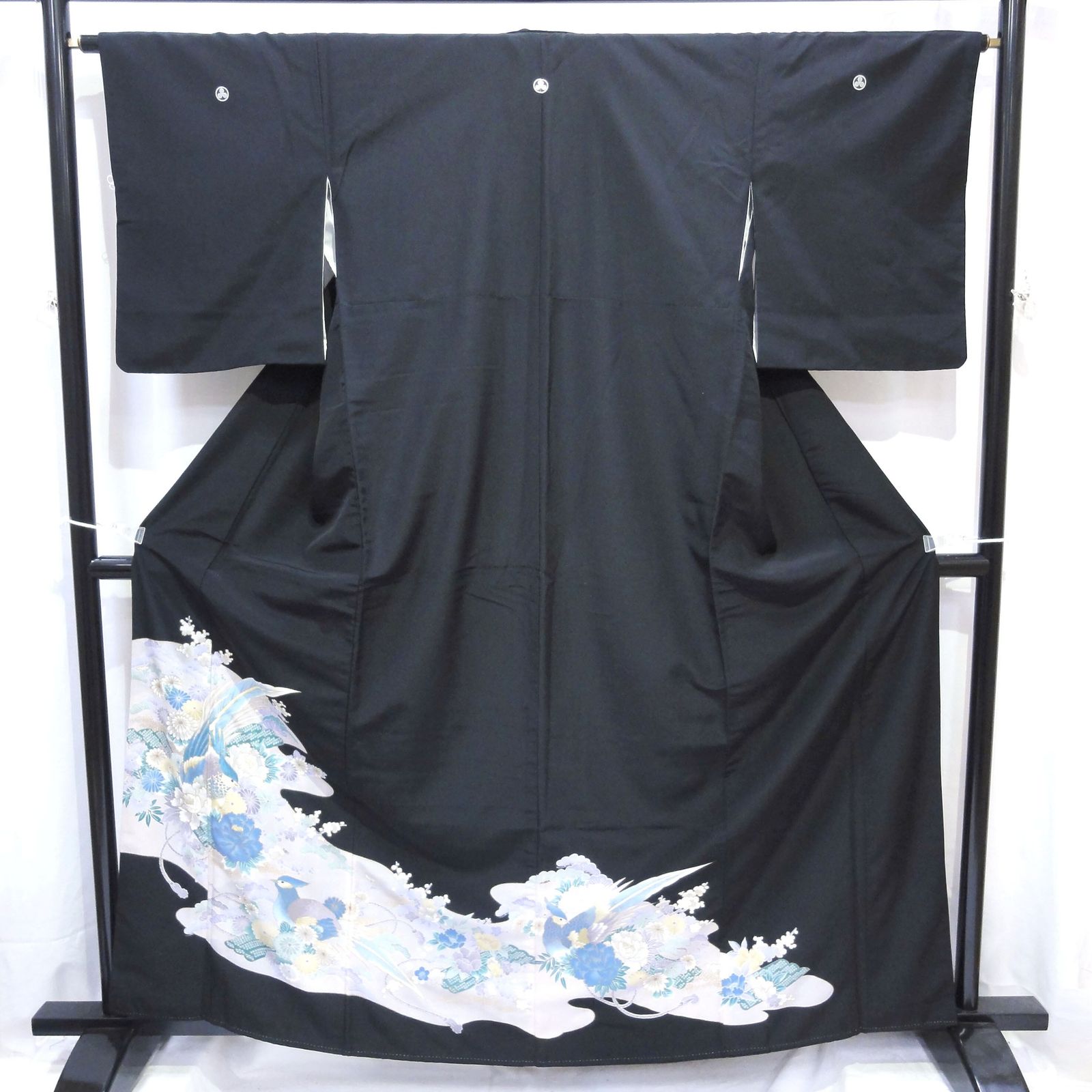 黒留袖 着物 絹 ポリエステル混紡 鳥 花 No.200701-0439 梱包サイズ60