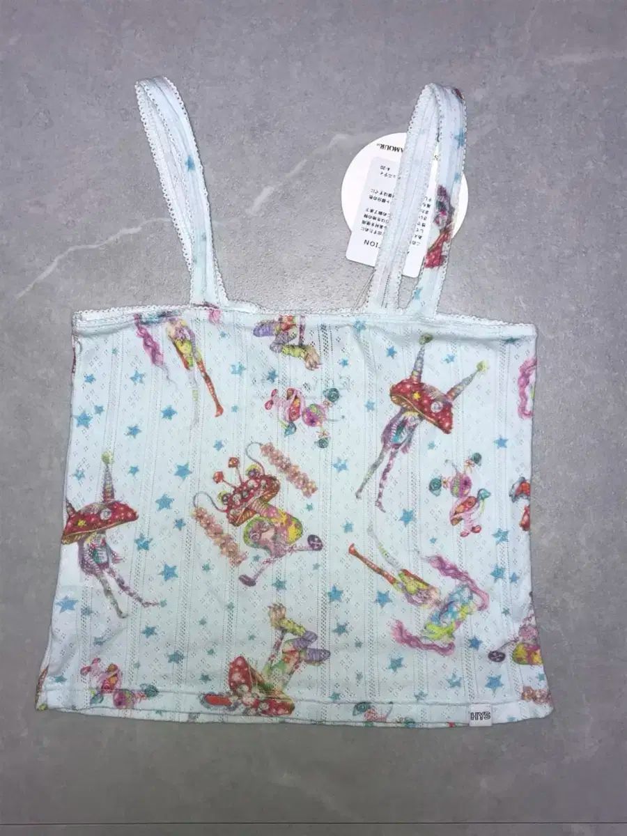 ヒステリック グラマー ノースリーブ EMA マッシュルーム パンク バンド パターン キャミソール 青