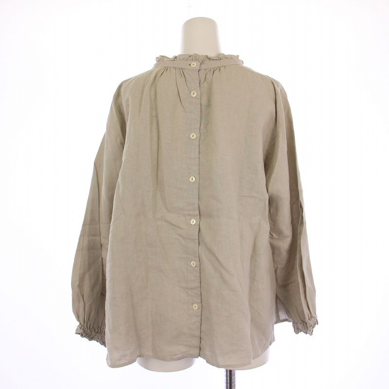 ネストローブ nest Robe ビエラスタンドフリルブラウス シャツ 長袖 リネン F ベージュ 01175-1112-39 /BM レディース ネストローブ nest Robe ビエラスタンドフリルブラウス シャツ
