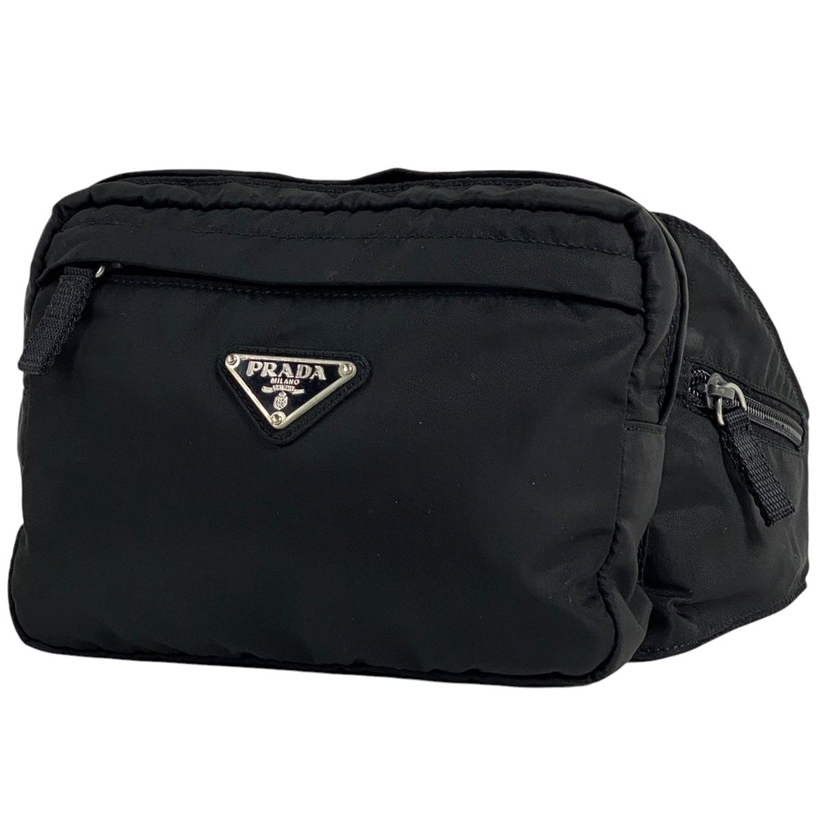 プラダ PRADA ロゴプレート ウエストバッグ ウエストポーチ ボディバッグ ナイロン ネロ ブラック V210 レディース