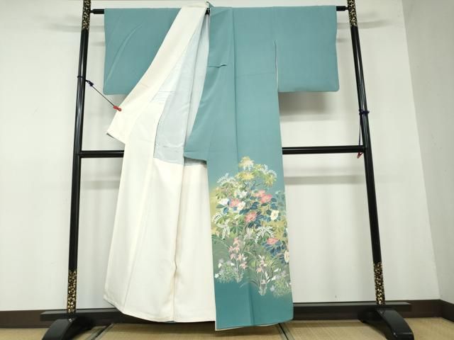 平和屋着物●十日町友禅作家 阿部佳雪 色留袖 草花文 暈し染め 正絹 DAAW5357ud