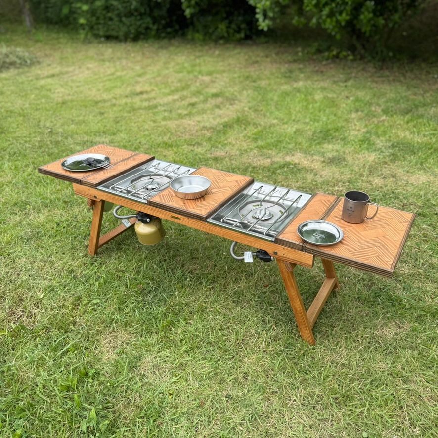 IGTテーブル 折りたたみローテーブル ヘリンボーン天板 チーク色 IGT