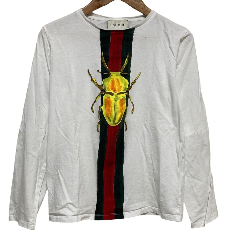GUCCI グッチ ウェブライン プリント 長袖 Tシャツ サイズ12 ホワイト キッズ 古着