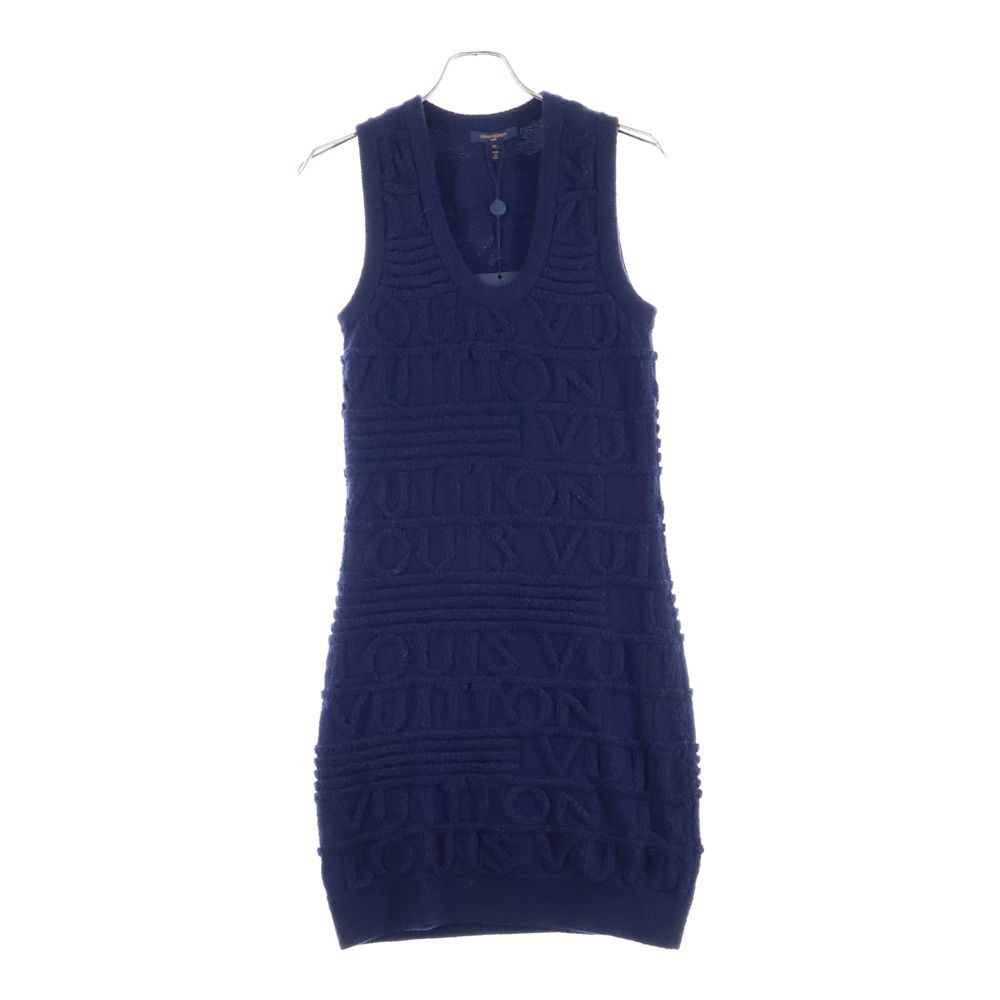 LOUIS VUITTON ルイヴィトン 20AW ロゴジャガード ノースリーブ ウール ニット ワンピース ネイビー レディース RW202W XZX FJKD09