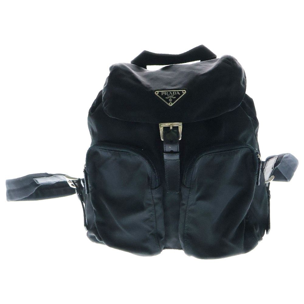 PRADA プラダ リュックサック ミニ バックパック トライアングルロゴプレート ブラック シルバー金具 ナイロン テスート B5885