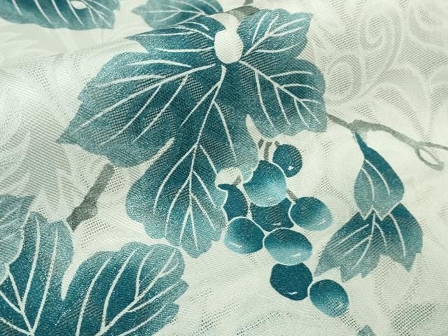 平和屋着物■極上　長羽織　スリーシーズン　春夏秋　塵除け　紋紗　葡萄蔦の葉　羽織紐・反端付き　逸品　未使用　DZAA8065kh5 平和屋着物□極上 長羽織 スリーシーズン 春夏秋 塵除け 紋紗 葡萄蔦の