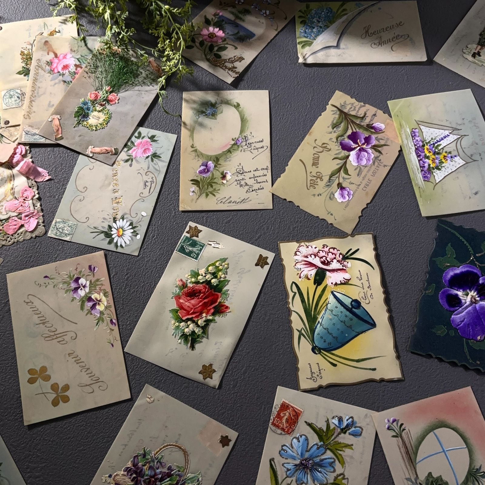 25枚セット フランス ポストカード フランス セルロイド 雑貨 アンティーク 海外 ヴィンテージ 紙もの ジャンクジャーナル インテリア コラージュ