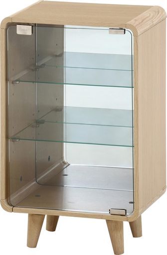 不二貿易コレクションケースフィギュアケース収納棚ミドルタイプ背面ミラー幅36x奥行26.5x高さ60cmオークナチュラルガラス製クレール52297