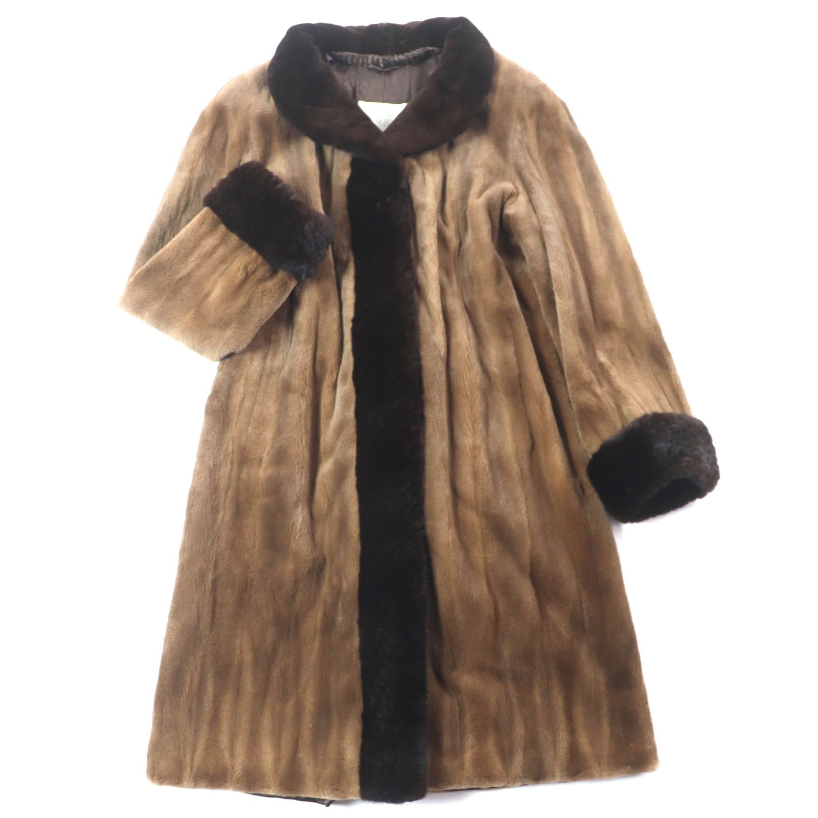 EMBA エンバ シェアードミンク MINK デミバフ 本毛皮ロングコート ブラウン 11 レディース 毛質柔らか◎