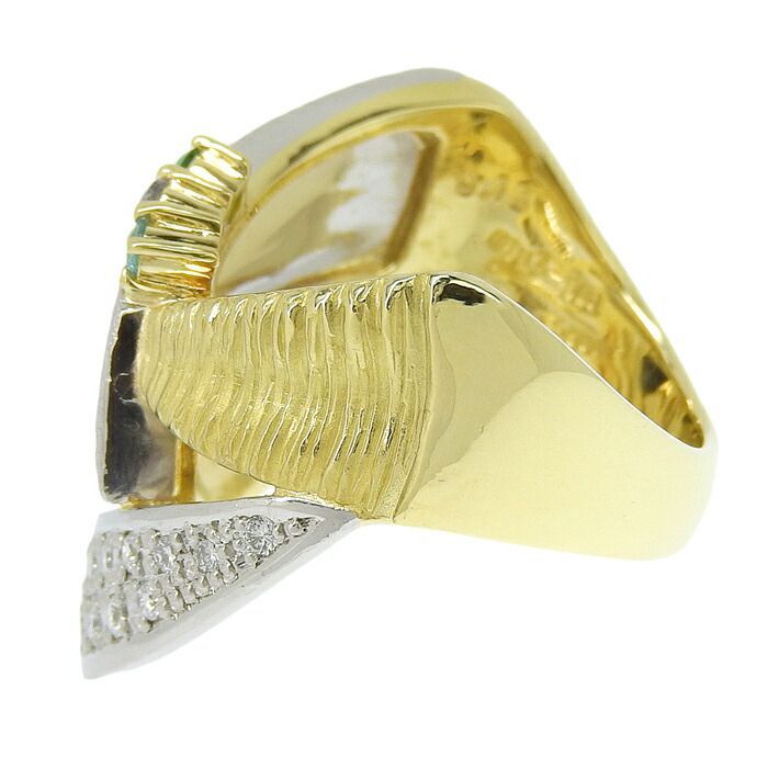 Pt900 K18 750 ダイヤ0.03ct カラーストーン デザイン リング 2,6g #6