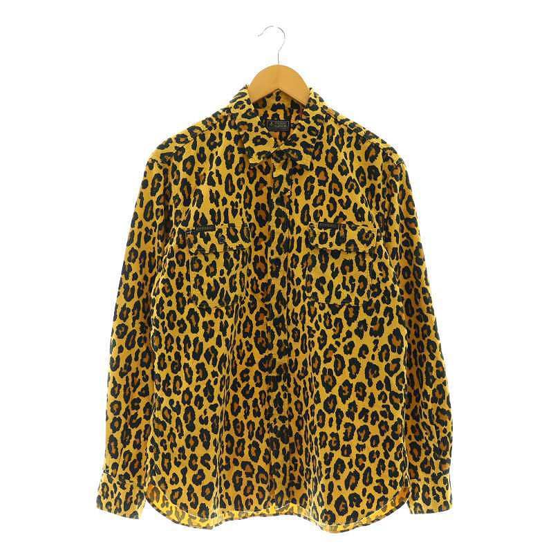 ヒステリックグラマー HYSTERIC GLAMOUR HG LEOPARD 総柄 長袖フランネルシャツ ヒョウ柄 L 黄 黒 茶 /DF OS