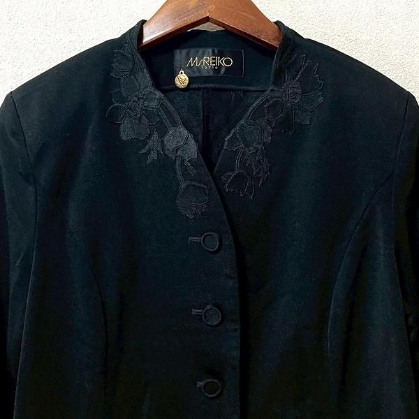 ミズレイコ Ms.REIKO　お花のジャケット anc ミズレイコ MS.REIKO ジャケット 12 黒 ノーカラー 花