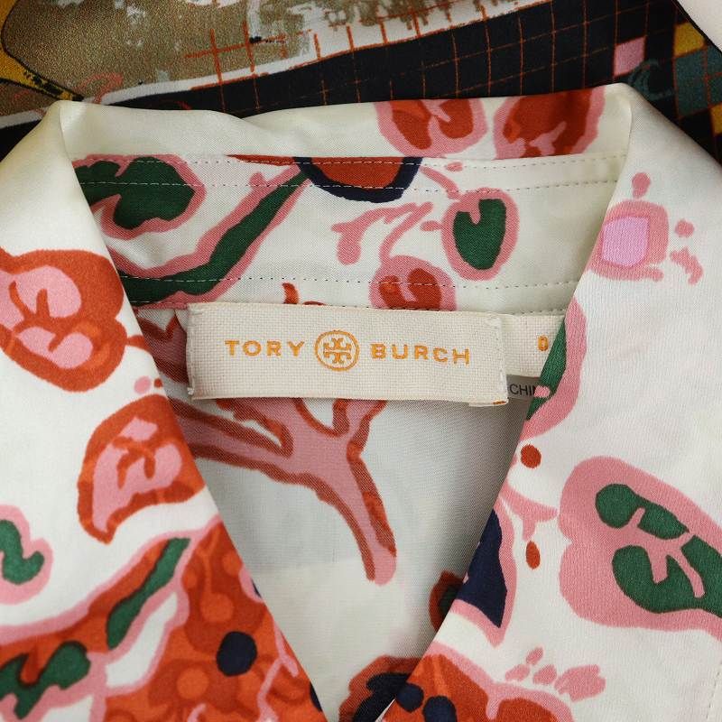 TORY BURCH トリーバーチ スワン柄シャツワンピース 関税送料込 Tory Burch - TORY BURCH トリーバーチ ワンピース S 紺 【古着