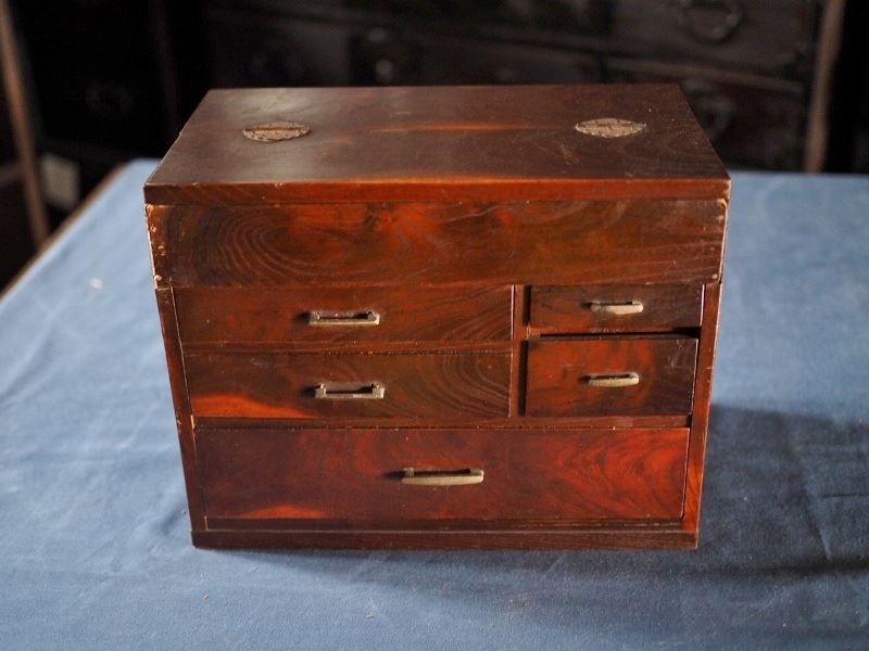 桑貼アンティーク裁縫箱 昭和前期 古録展 送料無料 品番H17173