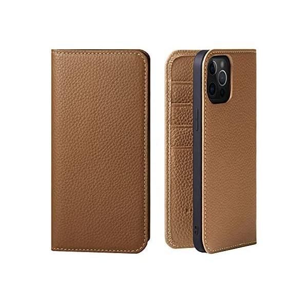 HANATORA] iPhone12 Pro Max ケース 手帳型 本革 シュリンクカーフ 