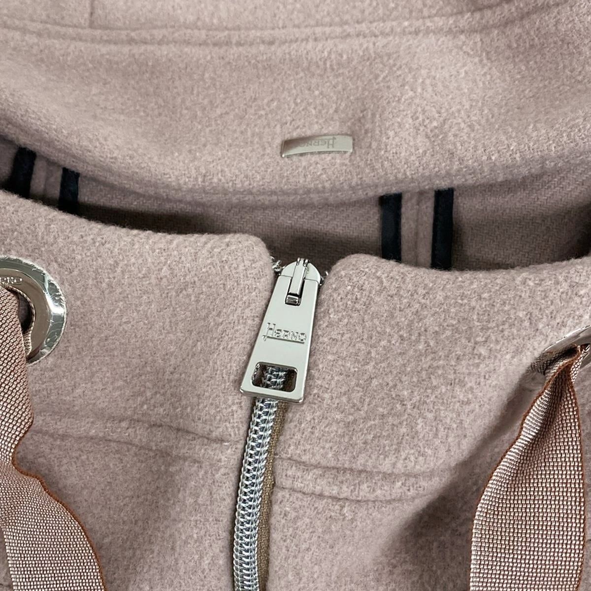 HERNO 4way レイヤード ダウンコート 切替 フード 膝丈 グレー 42