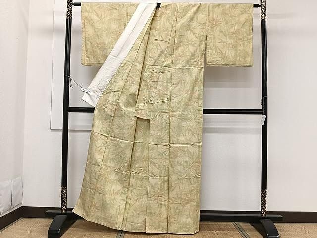 平和屋着物▽上質な紬 単衣 格子 正絹 逸品 AAAW1469fy