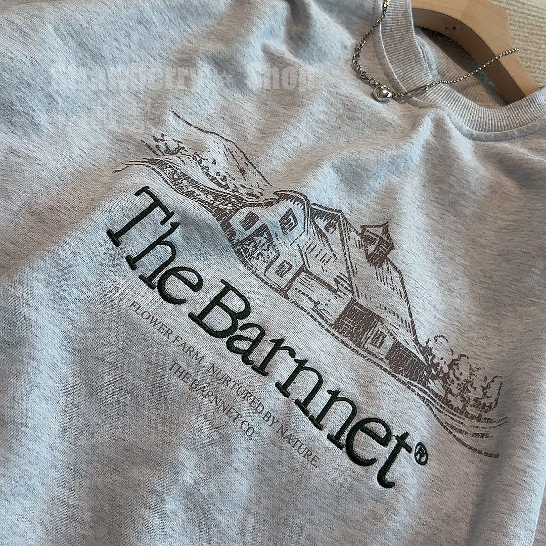 The Barnnet 韓国 スウェット トレーナー 刺繍 ライトグレー
