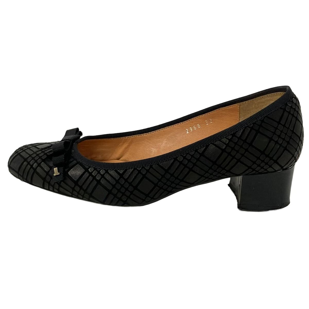 LANVIN en Bleu】リボンモカシン 24cm ブラック 【美品】 美品