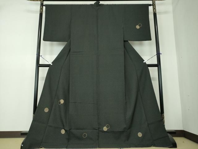 平和屋着物●訪問着　お召地　雪輪重ね　黒地　金彩　やまと誂製　ロング丈　正絹　逸品　DAAS3287ps 平和屋着物○訪問着 お召地 雪輪重ね 黒地 金彩 やまと誂製 ロング丈