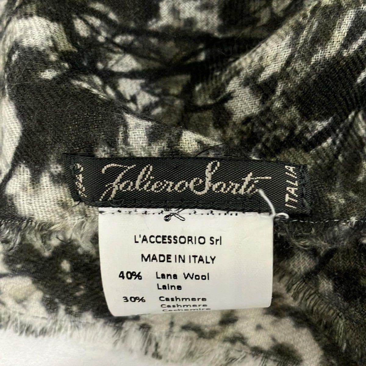 Falierosarti ファリエロサルティ ストール ショール - カーキ×イエローグリーン×マルチ ウール カシミヤ シルク