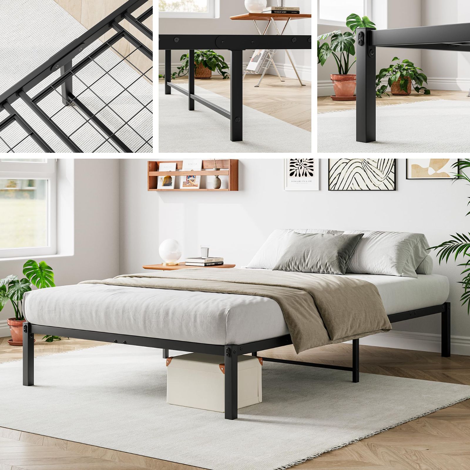 VERFARM メタル ベッドフレーム セミダブル 頑丈な金属製 ブラック Amazon｜VERFARM メタル ベッドフレーム セミダブル 頑丈な金属