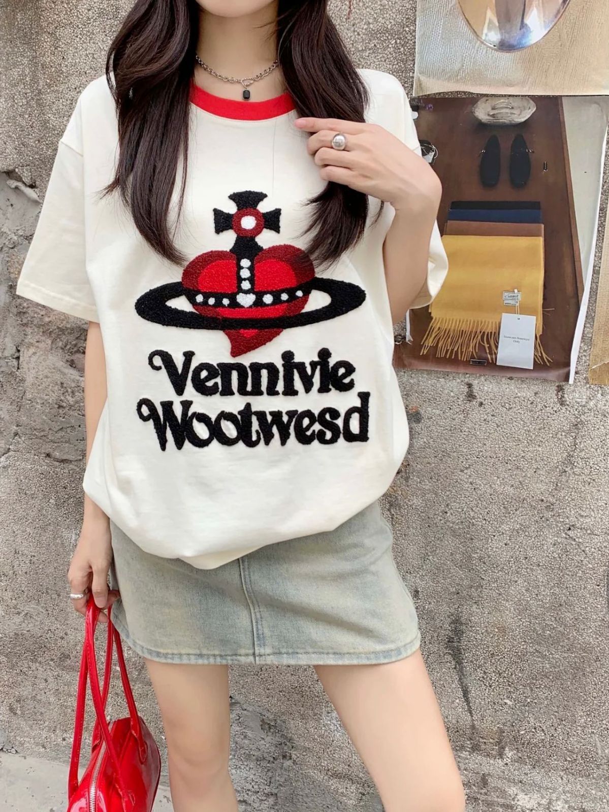 新品 Vivienne Westwood 半袖Tシャツ 白 プリント柄 トレンド カラフル柄 春夏トレンド XS-L #V17