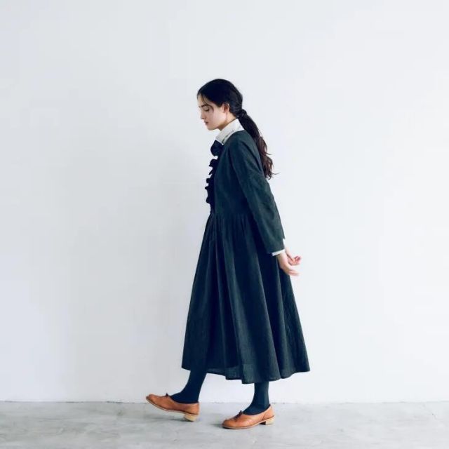 マガリ MAGALI リネンフリルカラーワンピース MAGALI（マガリ）OP198BK